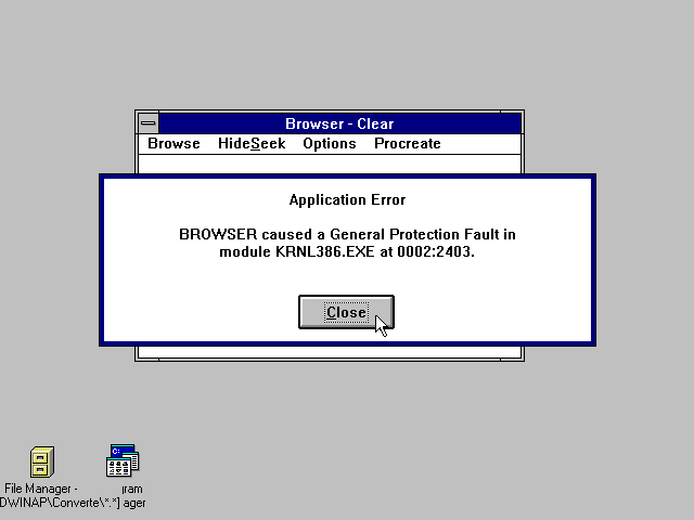 Windows 3.1 Crash