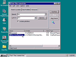 Windows 95 Find